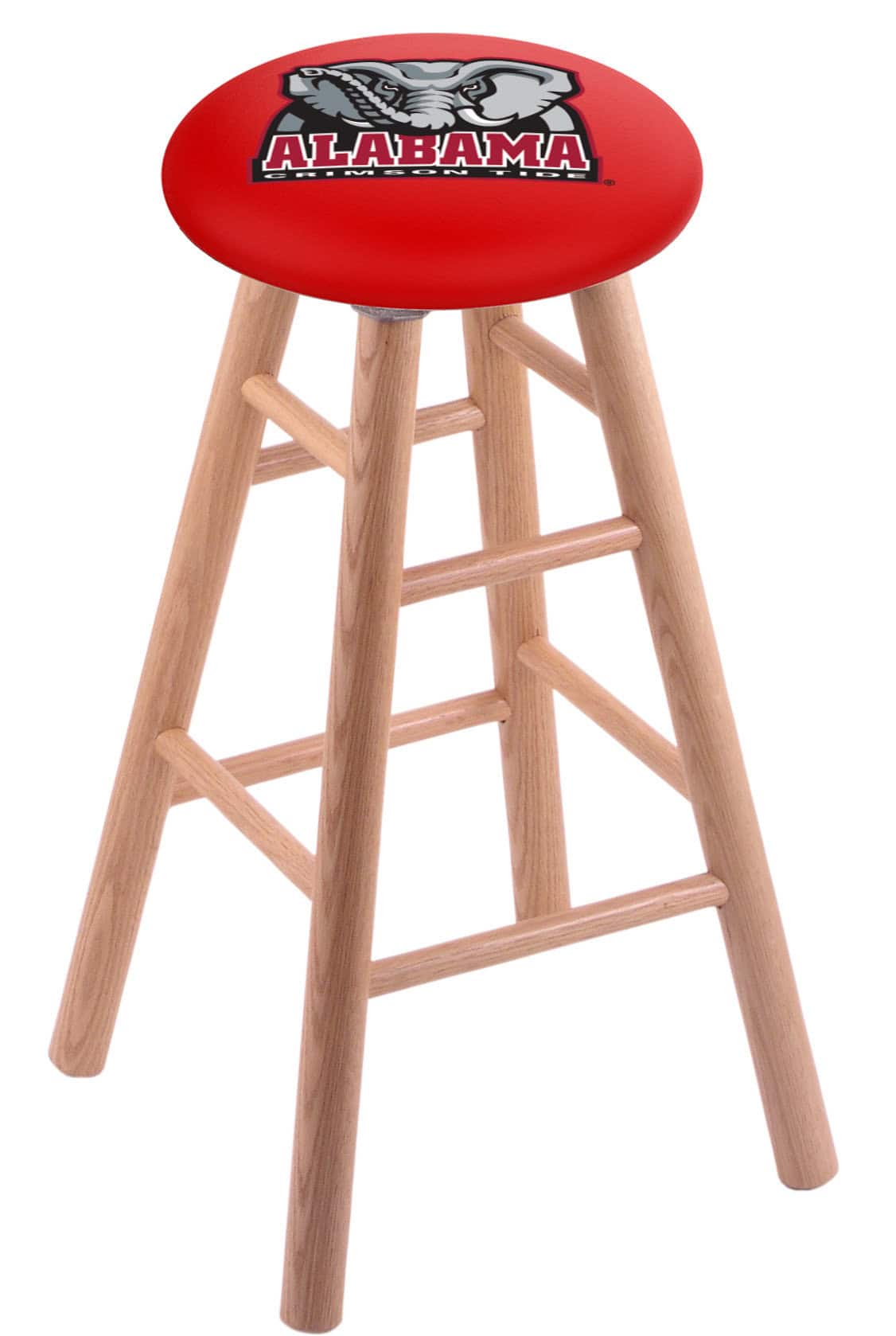 University of Alabama 36" Swivel Oak Extra Tall Bar Stool in Natural Finish (Elephant Logo) 1 University of Alabama 36" Swivel Oak Extra Tall Bar Stool in Natural Finish (Elephant Logo)