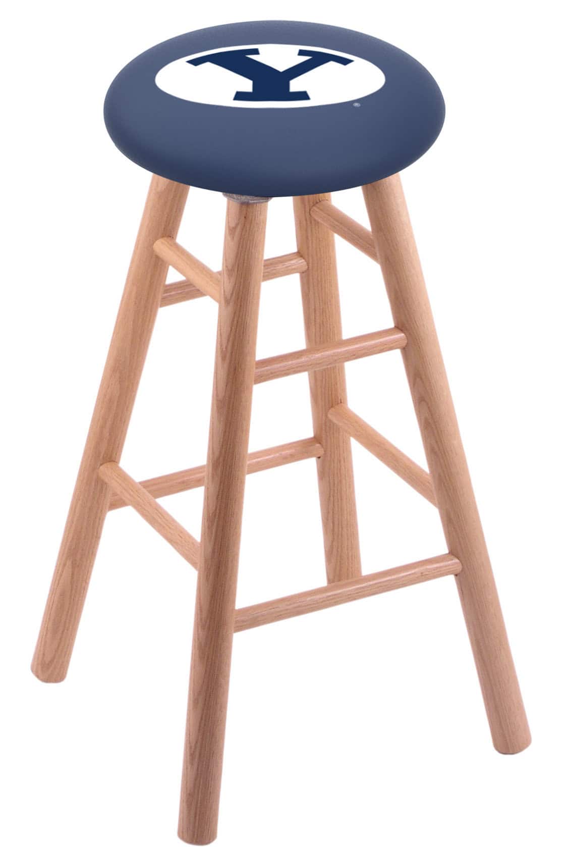 Brigham Young University 36" Swivel Oak Extra Tall Bar Stool in Natural Finish 1 Brigham Young University 36" Swivel Oak Extra Tall Bar Stool in Natural Finish