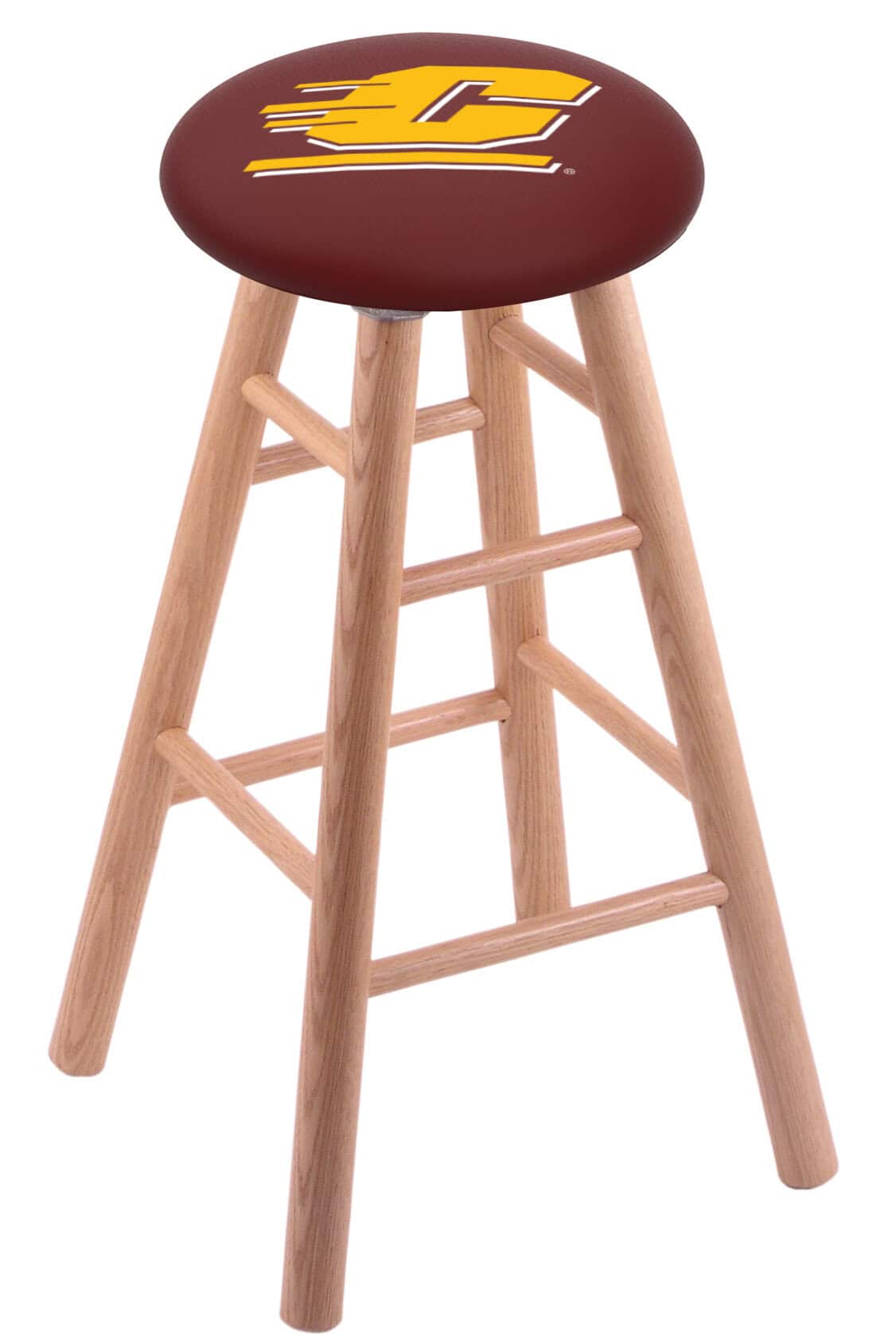 Central Michigan University 36" Swivel Oak Extra Tall Bar Stool in Natural Finish 1 Central Michigan University 36" Swivel Oak Extra Tall Bar Stool in Natural Finish