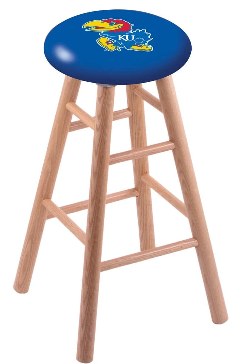 University of Kansas 36" Swivel Oak Extra Tall Bar Stool in Natural Finish 1 University of Kansas 36" Swivel Oak Extra Tall Bar Stool in Natural Finish