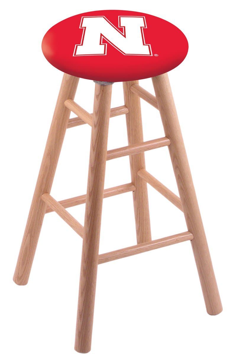 University of Nebraska 36" Swivel Oak Extra Tall Bar Stool in Natural Finish 1 University of Nebraska 36" Swivel Oak Extra Tall Bar Stool in Natural Finish