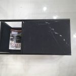 RECEPTION Black Marble Leather Sling Coffee Table Magazine Holder