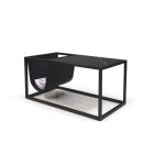 RECEPTION Black Marble Leather Sling Coffee Table Magazine Holder
