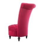 Red Velvet Tufted High Back Accent Chair With Wooden Legs 10 Red Velvet Tufted High Back Accent Chair With Wooden Legs