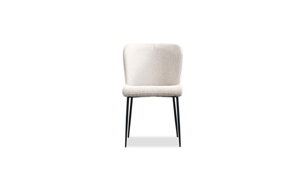REEF Biscuit Beige Fabric Dining Chair Black Metal Base 1 2