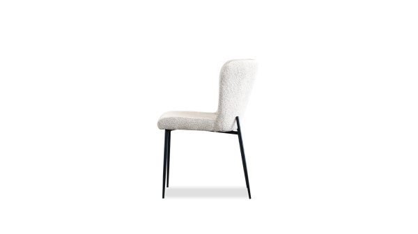REEF Biscuit Beige Fabric Dining Chair Black Metal Base 2 2