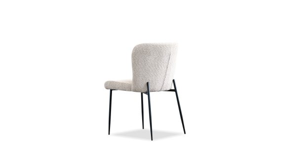 REEF Biscuit Beige Fabric Dining Chair Black Metal Base 3 2