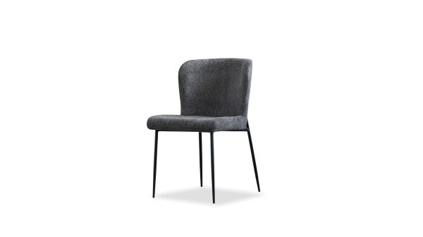 REEF Chalkboard Grey Fabric Dining Chair Black Steel 7
