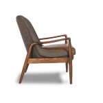 REYNOLDS Ash Grey Leather Lounge Chair Natural Ash Frame