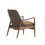 REYNOLDS Ash Grey Leather Lounge Chair Natural Ash Frame