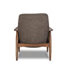 REYNOLDS Ash Grey Leather Lounge Chair Natural Ash Frame