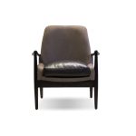 REYNOLDS Black Leather Lounge Chair Black Ash Wood Frame