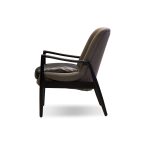 REYNOLDS Black Leather Lounge Chair Black Ash Wood Frame