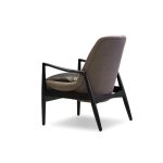 REYNOLDS Black Leather Lounge Chair Black Ash Wood Frame
