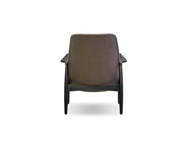 REYNOLDS Black Leather Lounge Chair Black Ash Wood Frame 4