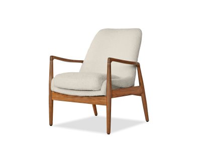 REYNOLDS Cream Boucle Natural Ash Wood Lounge Chair
