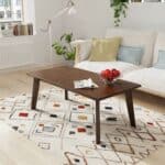 Rustic Minimalist Espresso Wooden Coffee Table with Angled Legs