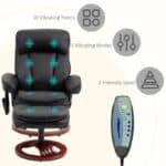 Adjustable Faux Leather Massage Recliner Chair with Ottoman Black