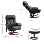 Adjustable Faux Leather Massage Recliner Chair with Ottoman Black