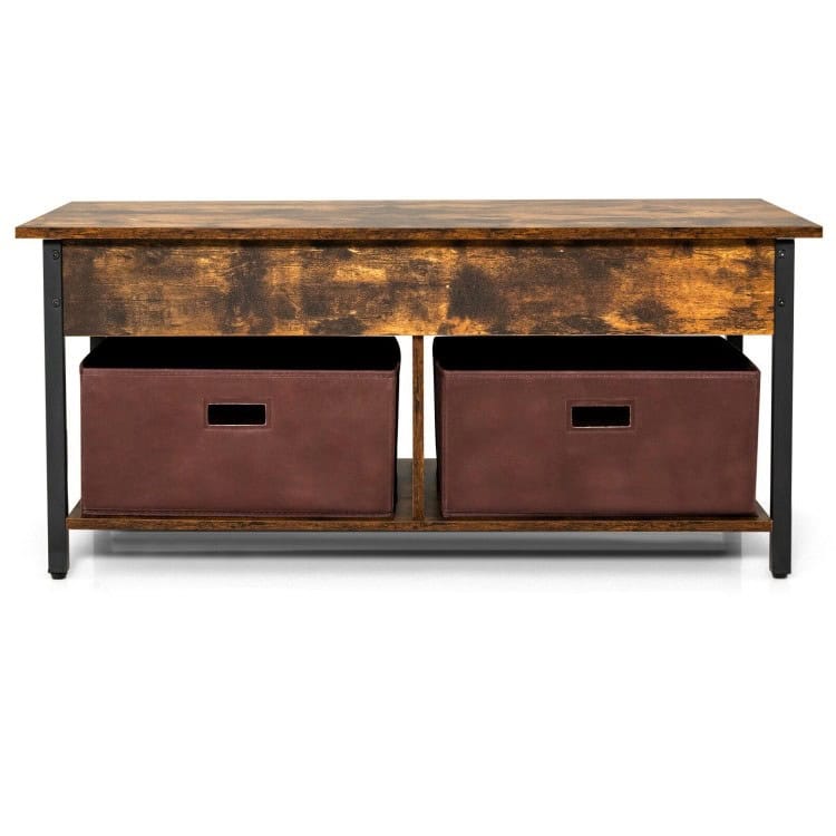 Rustic Lift-Top Coffee Table with Storage Drawers and Compartments 2 Rustic Lift-Top Coffee Table with Storage Drawers and Compartments - Image 2