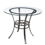 Round Glass Top Dining Table with Scrolled Metal Base