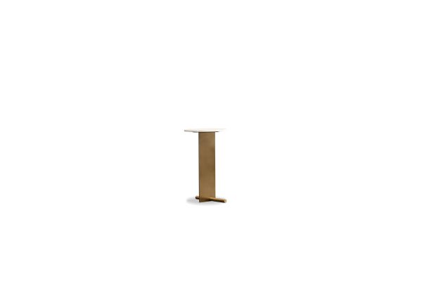 RIDER Natural Travertine End Table with Brass Base