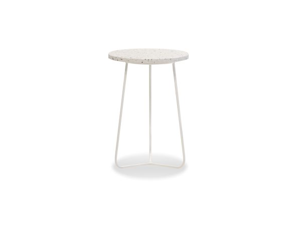 RIZZO High White Terrazzo Marble End Table