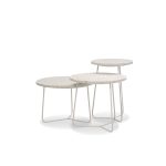 RIZZO Low White Terrazzo End Table Powder Coated Frame