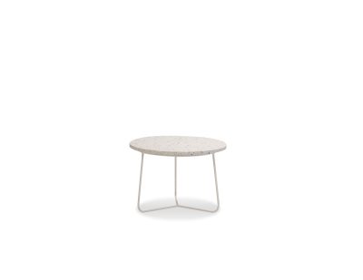 RIZZO Low White Terrazzo End Table Powder Coated Frame
