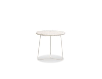RIZZO White Terrazzo Top Medium End Table White Frame