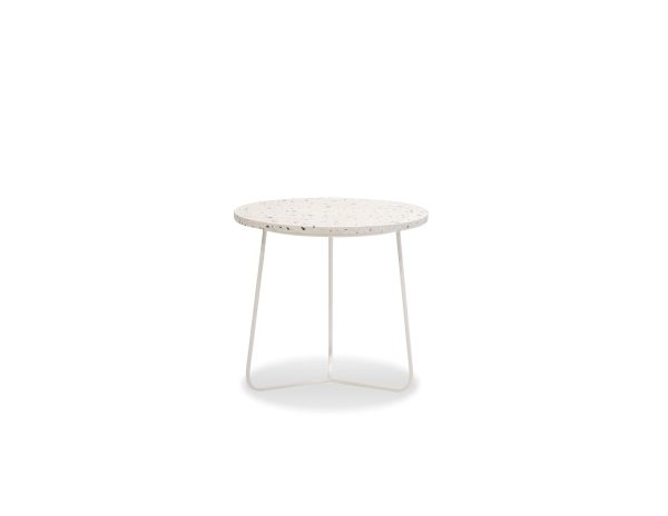 RIZZO White Terrazzo Top Medium End Table White Frame