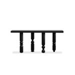 ROTO Matte Black Waxed Console Table with Birch Legs