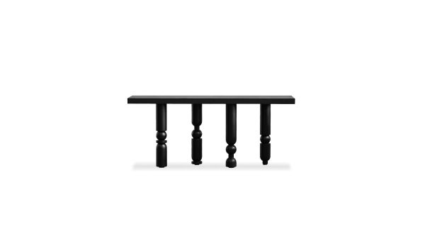 ROTO Matte Black Waxed Console Table with Birch Legs 1
