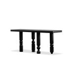 ROTO Matte Black Waxed Console Table with Birch Legs