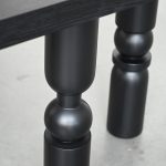 ROTO Matte Black Waxed Console Table with Birch Legs