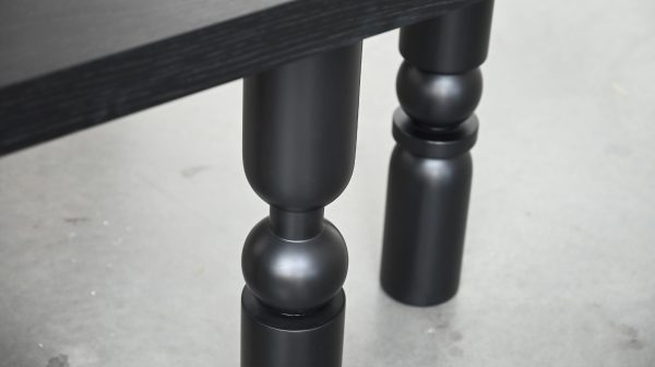 ROTO Matte Black Waxed Console Table with Birch Legs 3