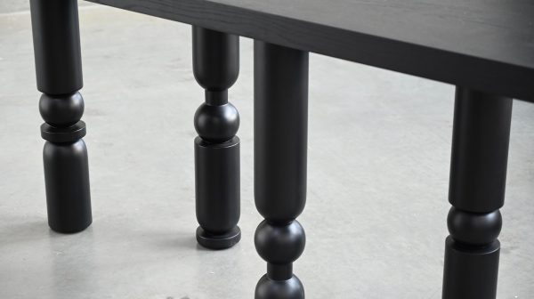 ROTO Matte Black Waxed Console Table with Birch Legs 4