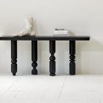 ROTO Matte Black Waxed Console Table with Birch Legs