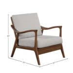 Medium Brown Rubberwood Lounge Chair with Light Grey Cushions 18 Medium Brown Rubberwood Lounge Chair with Light Grey Cushions