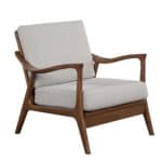 Medium Brown Rubberwood Lounge Chair with Light Grey Cushions 13 Medium Brown Rubberwood Lounge Chair with Light Grey Cushions
