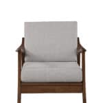 Medium Brown Rubberwood Lounge Chair with Light Grey Cushions 14 Medium Brown Rubberwood Lounge Chair with Light Grey Cushions
