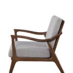 Medium Brown Rubberwood Lounge Chair with Light Grey Cushions 15 Medium Brown Rubberwood Lounge Chair with Light Grey Cushions