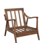 Medium Brown Rubberwood Lounge Chair with Light Grey Cushions 17 Medium Brown Rubberwood Lounge Chair with Light Grey Cushions