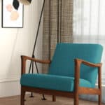 Medium Brown-Turquoise Accent Chair with Solid Rubberwood Frame 7 Medium Brown-Turquoise Accent Chair with Solid Rubberwood Frame