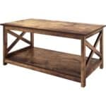 Rustic Wood 2-Tier Farmhouse Coffee Table with Open Shelves 5 Rustic Wood 2-Tier Farmhouse Coffee Table with Open Shelves