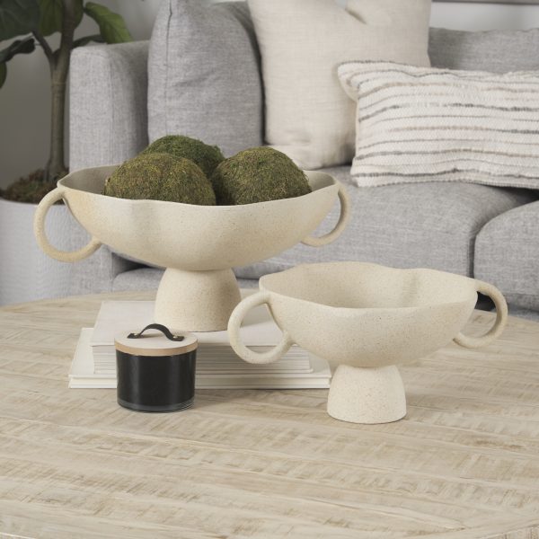Radka Beige Textured Large Metal Decorative Bowl 2