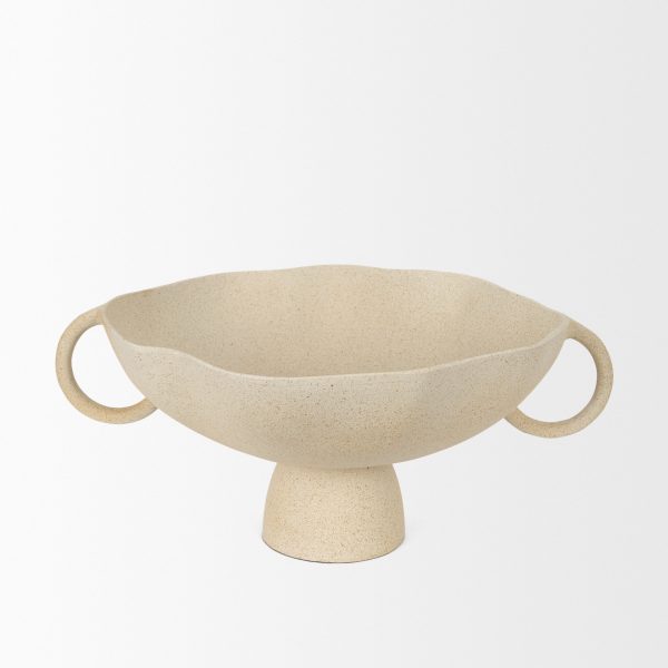 Radka Beige Textured Large Metal Decorative Bowl 3