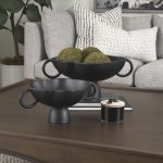 Radka Large Matte Black Metal Decorative Bowl