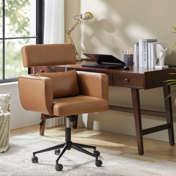 Rae Camel Mid Century Modern Ergonomic Swivel Office Chair 1