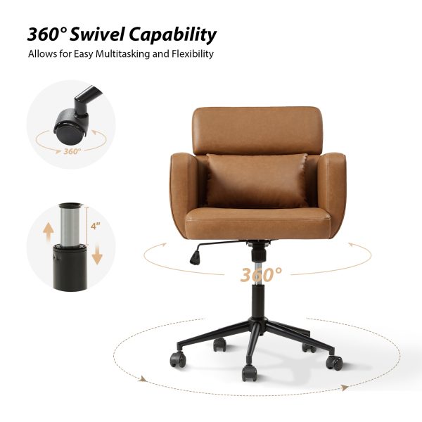 Rae Camel Mid Century Modern Ergonomic Swivel Office Chair 3